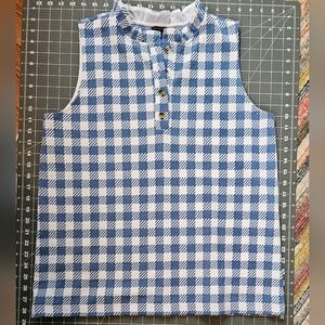 Ann Taylor Plaid Ruffle Neck Button Up Shell